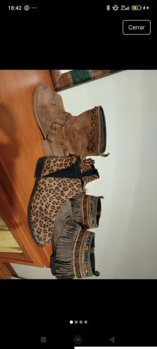 Lote  botines estampado leopardo, etnias y serraje