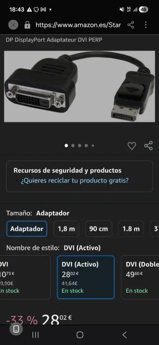 Adaptador HP DisplayPort a DVI