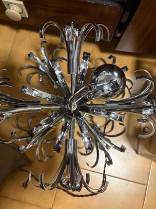 Lampadario Sputnik Metallo Cromato Anni 70