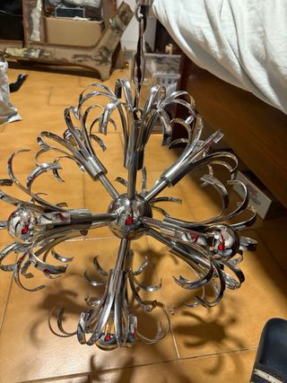 Lampadario Sputnik Metallo Cromato Anni 70