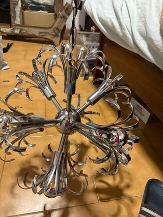 Lampadario Sputnik Metallo Cromato Anni 70