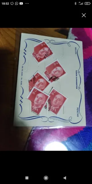5 Sellos 2 pesetas Franco