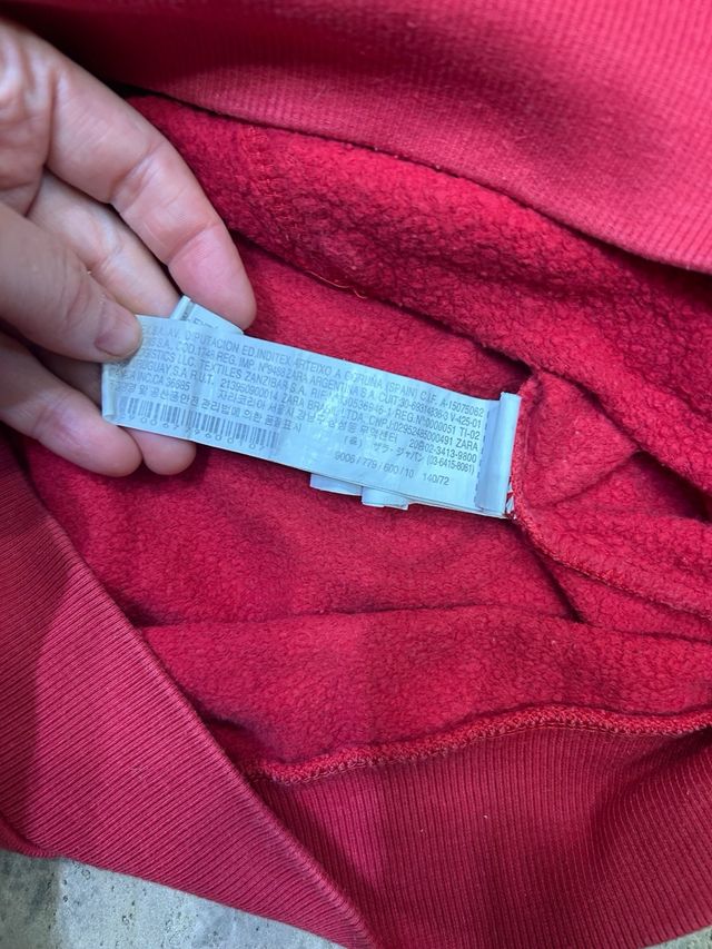 Sudadera Zara Girls Roja Talla 9-10 años