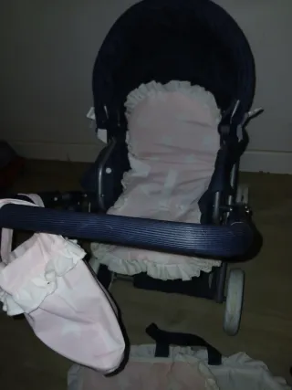 Carrito reclinable con capota y silla de comer