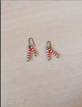 Pendientes Cuentas Rojo y Blanco