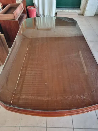 Mesa de salón madera con cristal