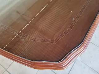 Mesa de salón madera con cristal