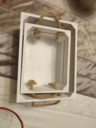 Juego 2 Cajas Madera Decorativas Estrellas Puntos