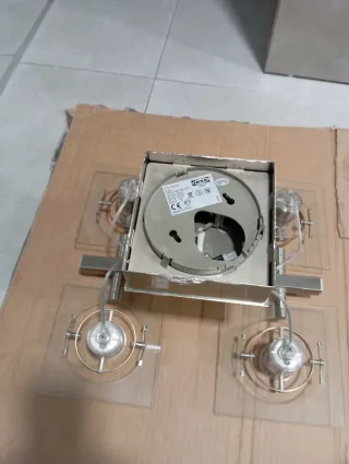 Lámpara Techo 4 Apliques Metal Cristal