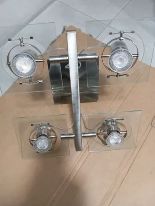 Lámpara Techo 4 Apliques Metal Cristal