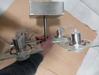 Lámpara Techo 4 Apliques Metal Cristal