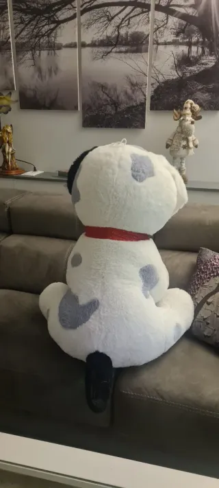 Peluche Perro Gigante Blanco con Manchas