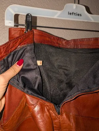 Falda de cuero marrón patchwork