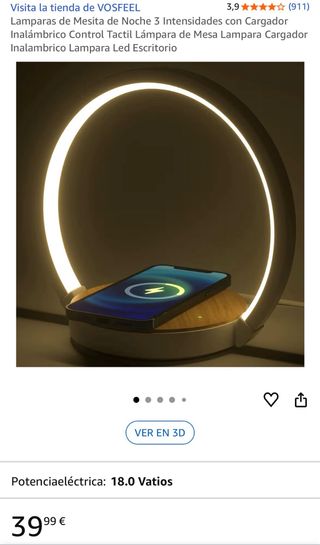 Lámpara LED Escritorio Carga Inalámbrica