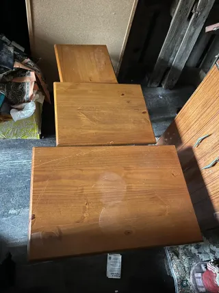 Conjunto 3 Mesas Auxiliares Roble Macizo Danves