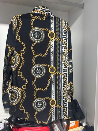 Camisa L Hombre Estampado Cadenas Oro