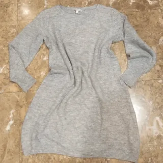 Vestido Jersey Punto Gris Talla Única
