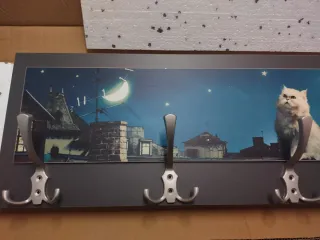 Perchero Gato Persa Diseño Tejado Noche