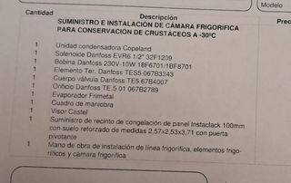 Cámara de congelación industrial