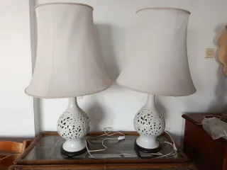 2 Lámparas Cerámica Blancas