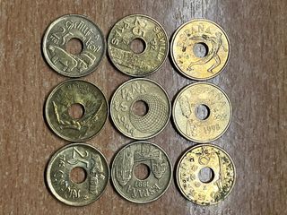 Lote 9 monedas 25 pesetas varias