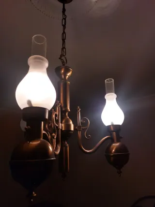 Lampadario ottone con vetro