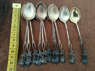 11 Cucharaditas Plata Diseño Rosa