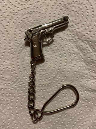 Portachiavi pistola ottone argentato