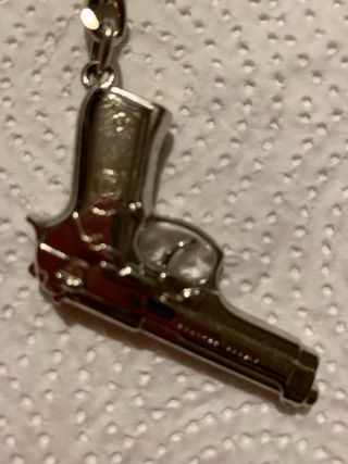 Portachiavi pistola ottone argentato