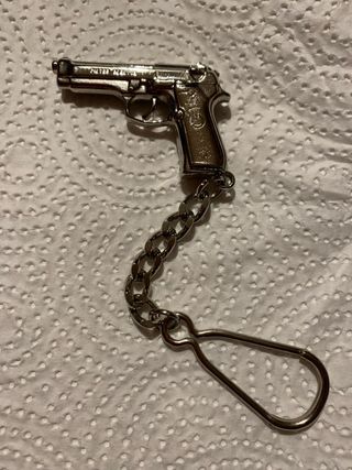 Portachiavi pistola ottone argentato