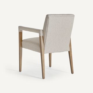Silla con brazos madera natural y tela beige