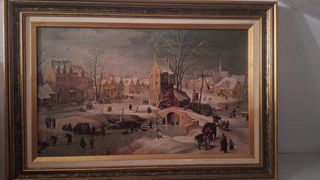 Cuadro Invierno Marco Madera Dorado