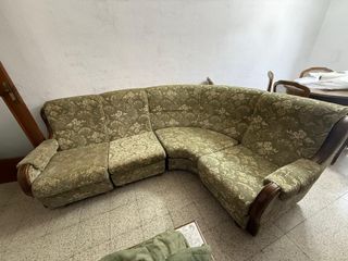 Sofá rinconero tela y madera