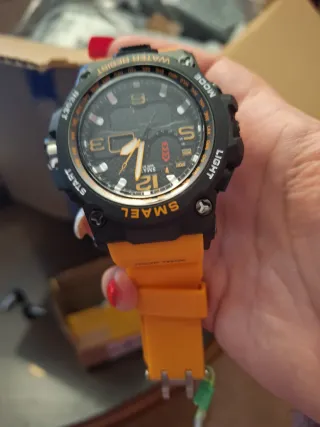 Reloj Deportivo SMAEL Hombre Negro Naranja