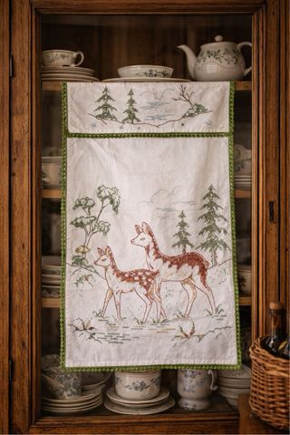 Cortina bordada antigua estilo francés