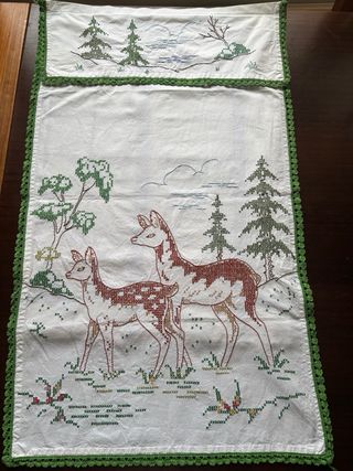 Cortina bordada antigua estilo francés