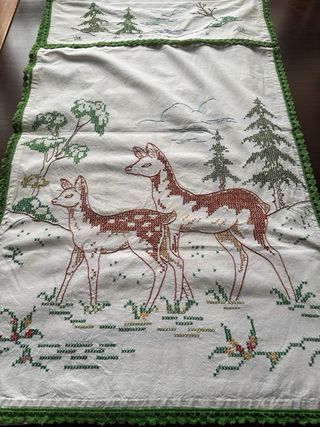 Cortina bordada antigua estilo francés