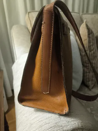 Bolso Piel Vintage Hebilla H Marrón