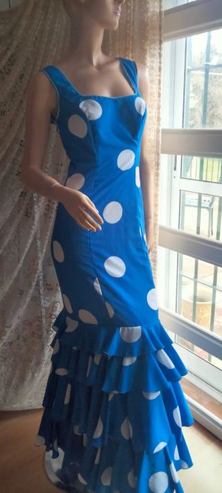 Traje Flamenca Volantes Lunares Talla 36-38