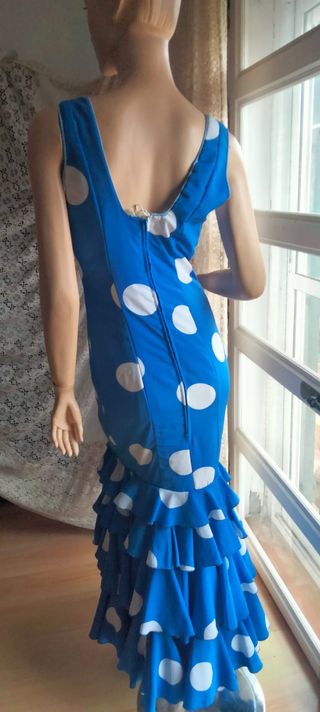 Traje Flamenca Volantes Lunares Talla 36-38