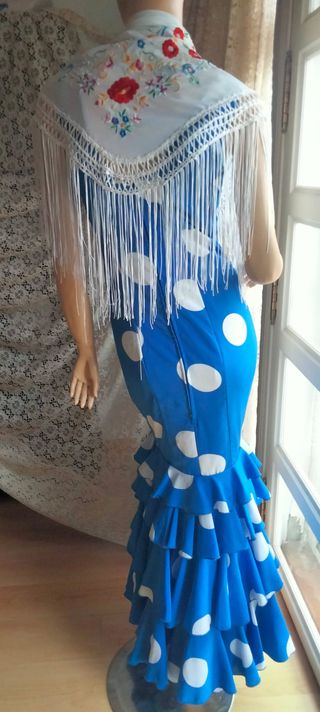 Traje Flamenca Volantes Lunares Talla 36-38