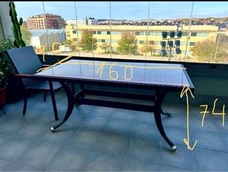 Mesa Comedor Terraza + 6 Sillas Mimbre