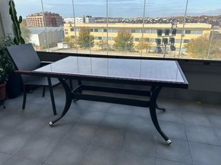 Mesa Comedor Terraza + 6 Sillas Mimbre