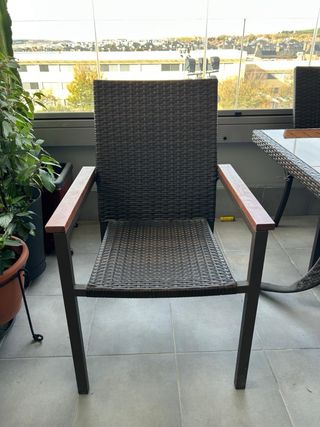 Mesa Comedor Terraza + 6 Sillas Mimbre