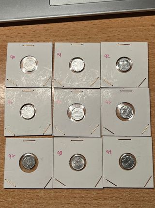 Lote 9 monedas 1 peseta años 90