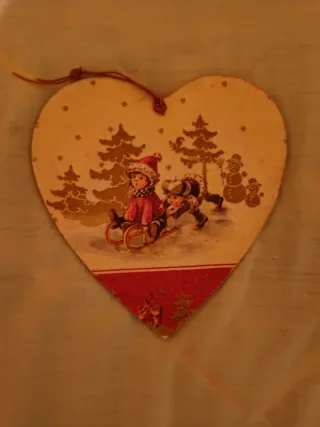 Decoración Corazón Invierno Niños Trineo