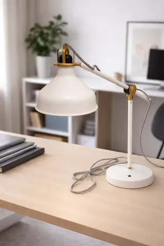 Flexo de escritorio blanco y dorado