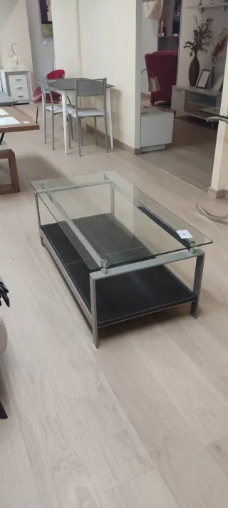 Mesa de centro cristal y metal