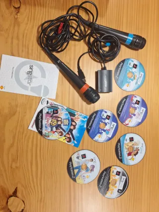 Micrófonos Singstar PS2 + 7 Juegos (sin carátula)