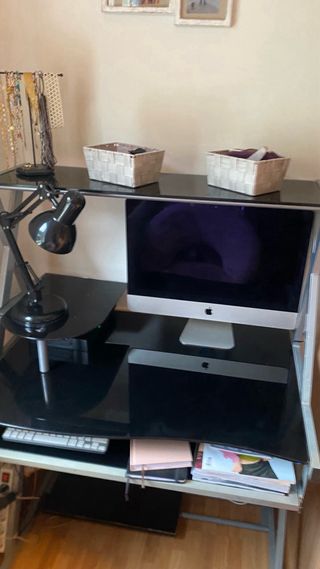 Escritorio cristal negro y metal